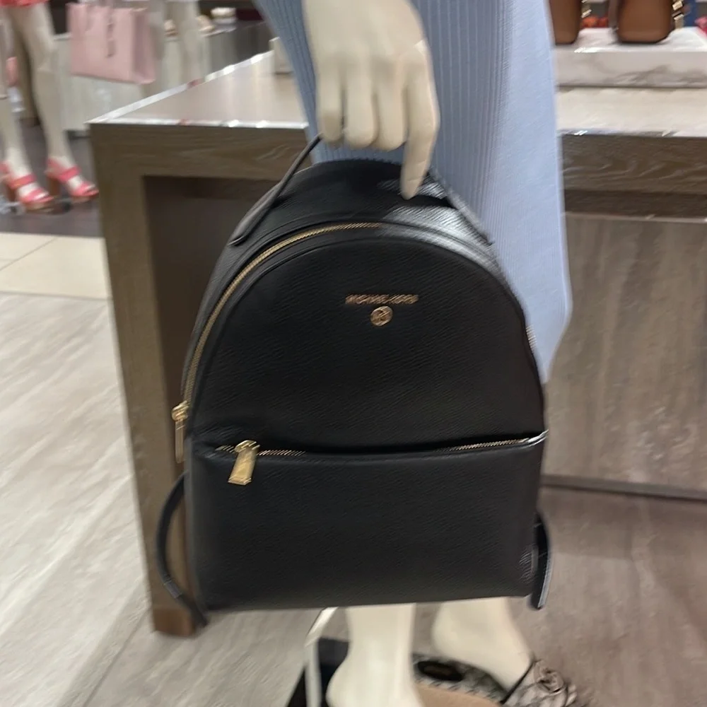 Michael Kors Womens Valerie Medium Logo Backpack 30F2G9VB2B  Black NWT